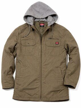 Wrangler Workwear Hooded Utility Jacket Olive Green Men’s M Canvas Field Coat